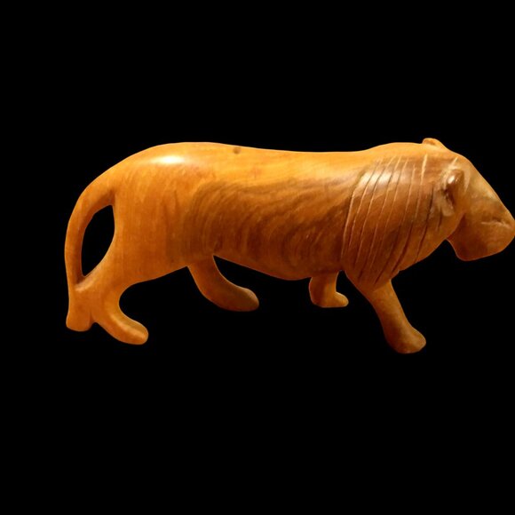 Hand Carved Wood Lion, African Art, Home Decor, African Wood Carving, Figurine - Picture 4 of 13